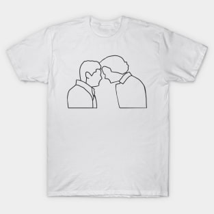 sam and dean minimalist 2 , dean death barn scene forehead touch, supernatural finale T-Shirt